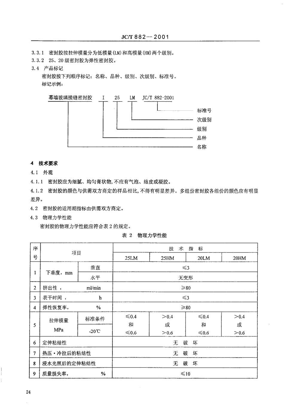 JCT882-2001 幕墙玻璃接缝用密封胶.pdf_第3页