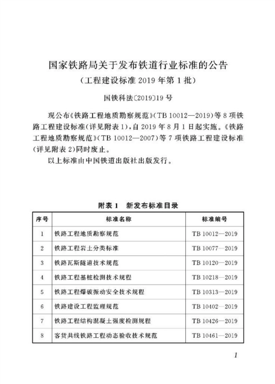 TB10120-2019 铁路瓦斯隧道技术规范.pdf_第1页