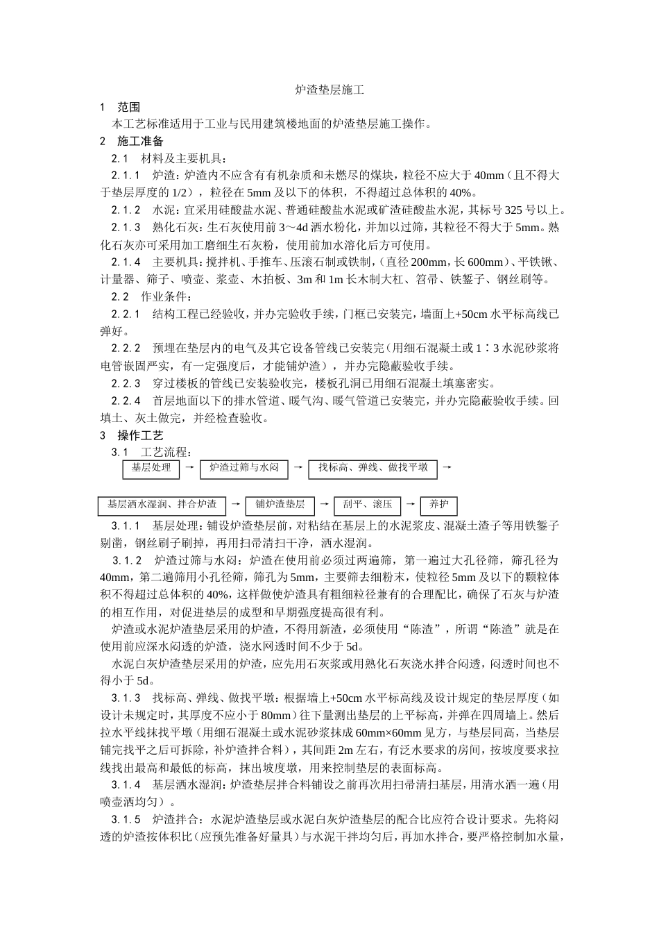 炉渣垫层施工工艺.doc_第1页