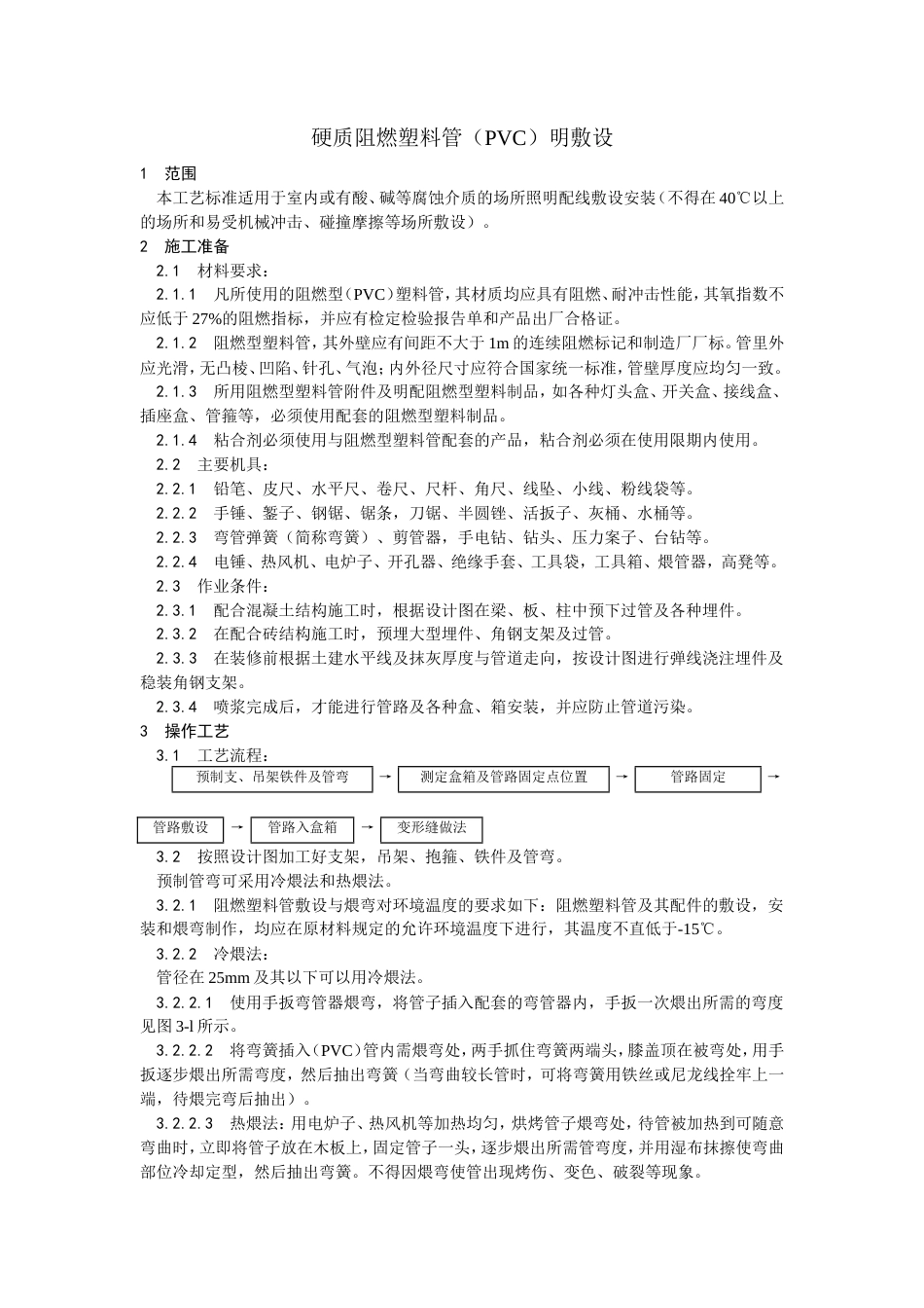 硬质阻燃塑料管（PVC）明敷设工艺.doc_第1页