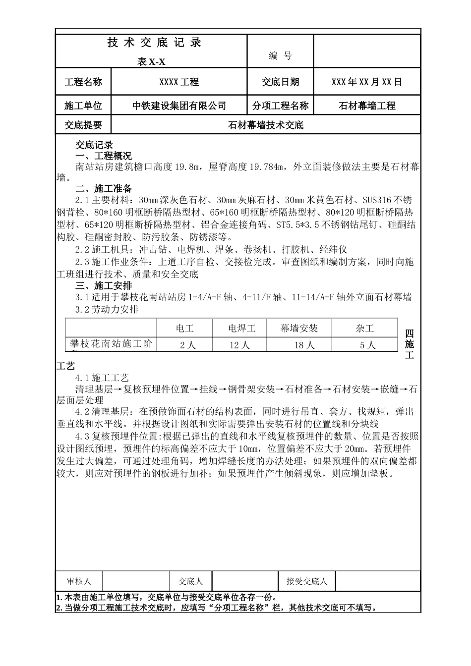 石材幕墙施工技术交底.docx_第1页