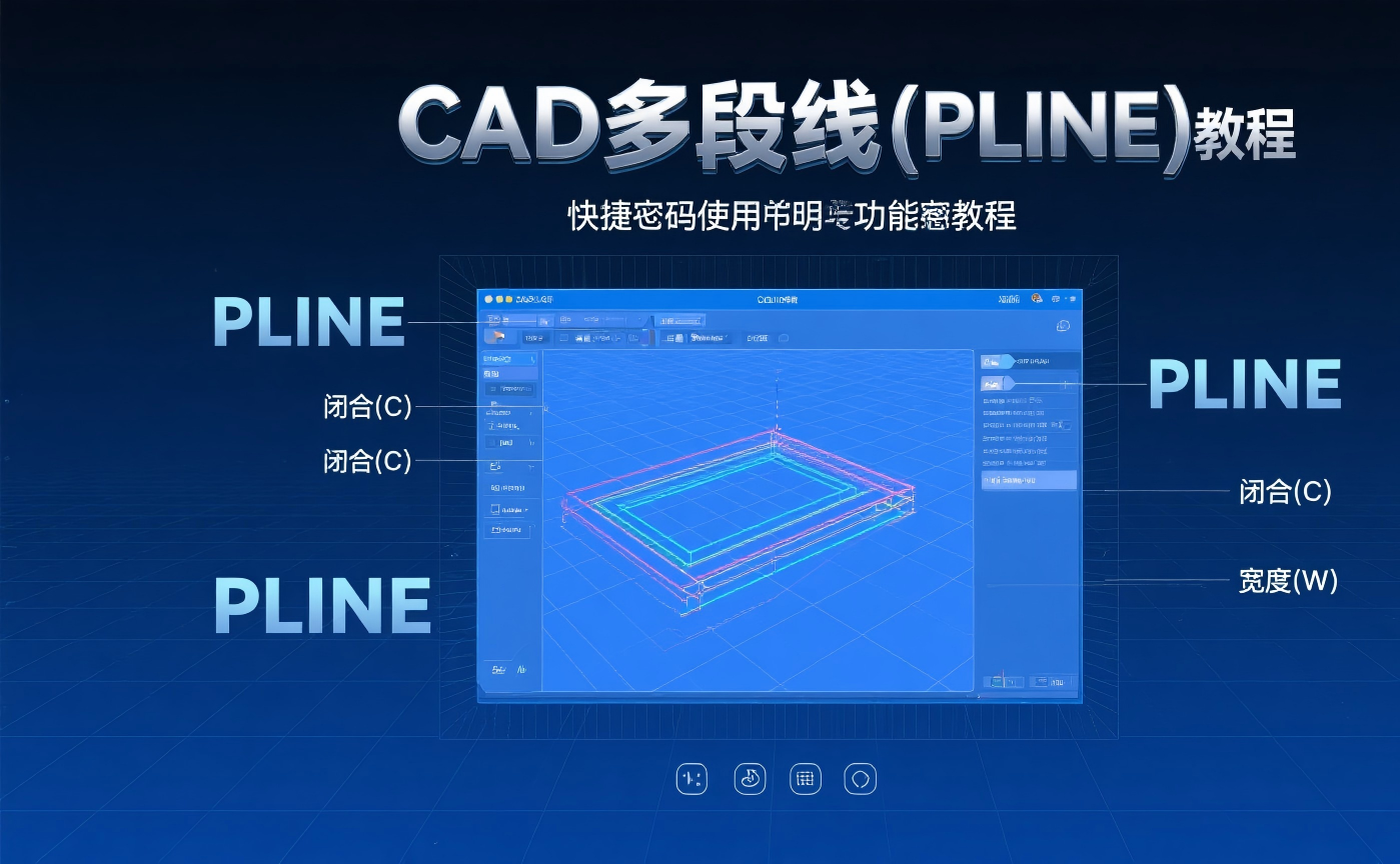 CAD 多段线(PLINE)快捷命令使用说明与功能教程