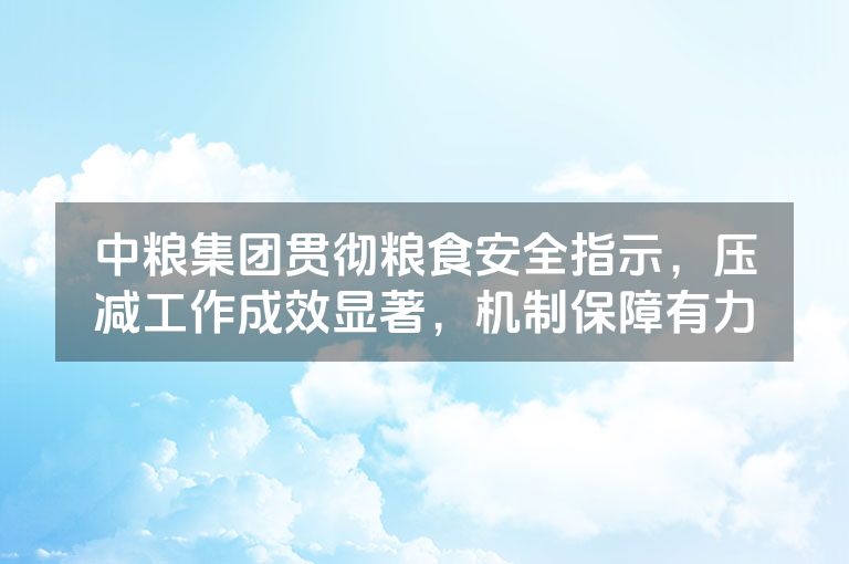 中粮集团贯彻粮食安全指示,压减工作成效显著,机制保障有力