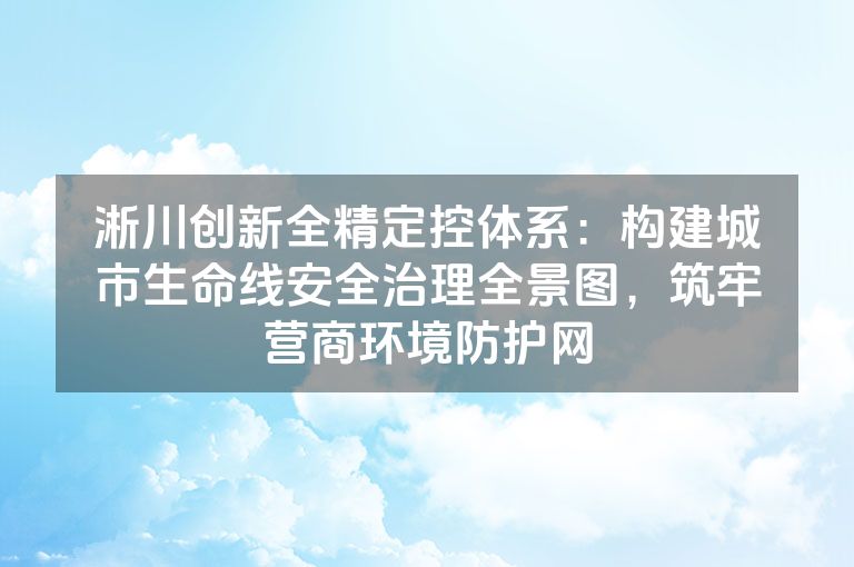 淅川创新全精定控体系：构建城市生命线安全治理全景图，筑牢营商环境防护网