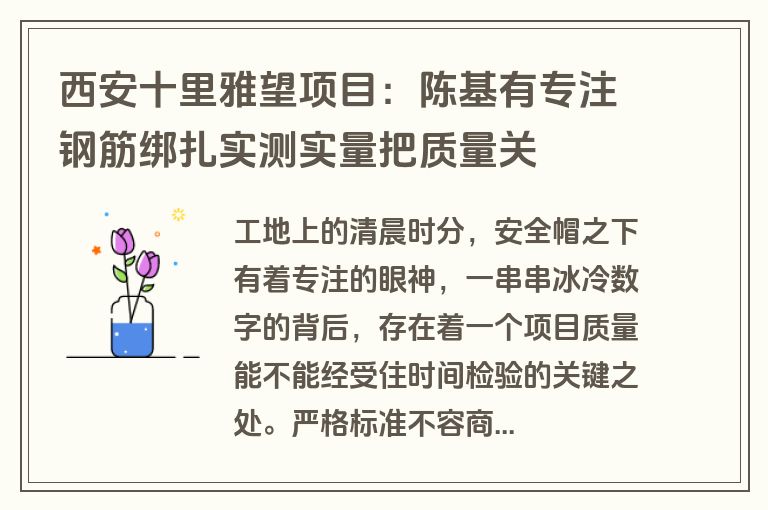 西安十里雅望项目：陈基有专注钢筋绑扎实测实量把质量关