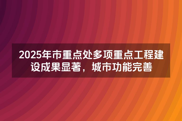2025年市重点处多项重点工程建设成果显著，城市功能完善