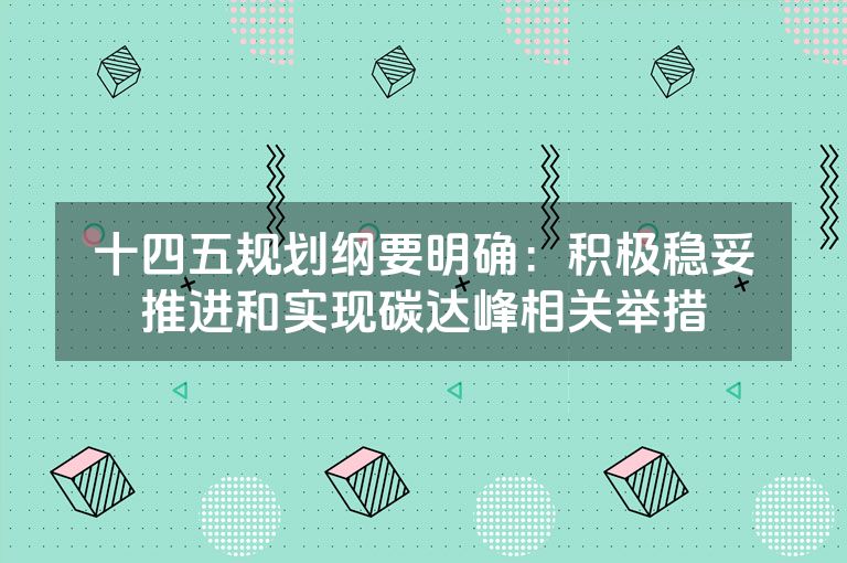 十四五规划纲要明确：积极稳妥推进和实现碳达峰相关举措