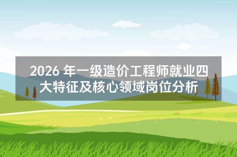 2026 年一级造价工程师就业四大特征及核心领域岗位分析 2026 年一级造价工程师就业四大特征及核心领域岗位分析