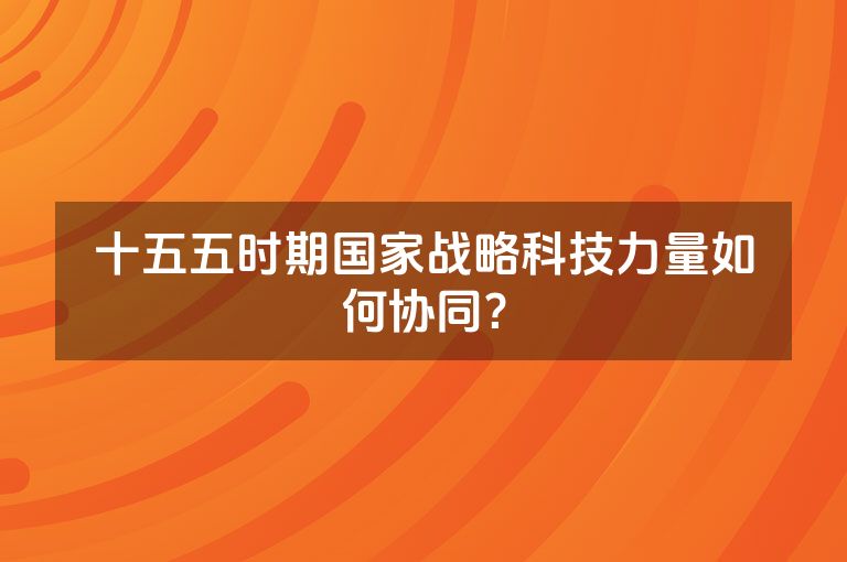 十五五时期国家战略科技力量如何协同? 十五五时期国家战略科技力量如何协同?