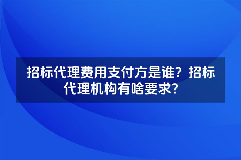 招标代理费用支付方是谁?招标代理机构有啥要求? 招标代理费用支付方是谁?招标代理机构有啥要求?