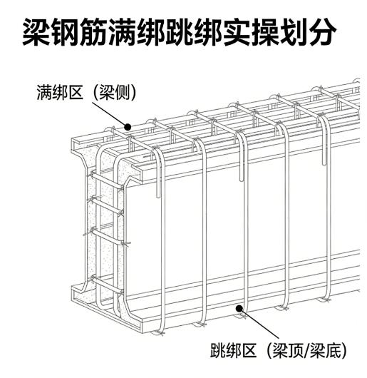 梁钢筋绑扎满绑跳绑实操规范,省工又安全
